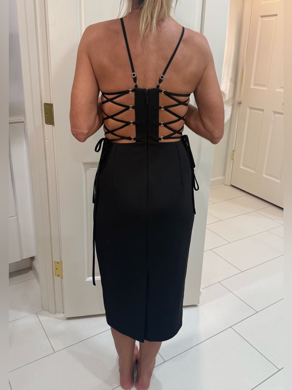 BCBG Esmee Black Cutout Lace-Up Dress- Size 2